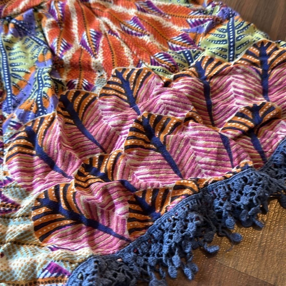 Band of Gypsies high rise shorts size XS multicolor boho fringe elastic waist - Picture 2 of 7